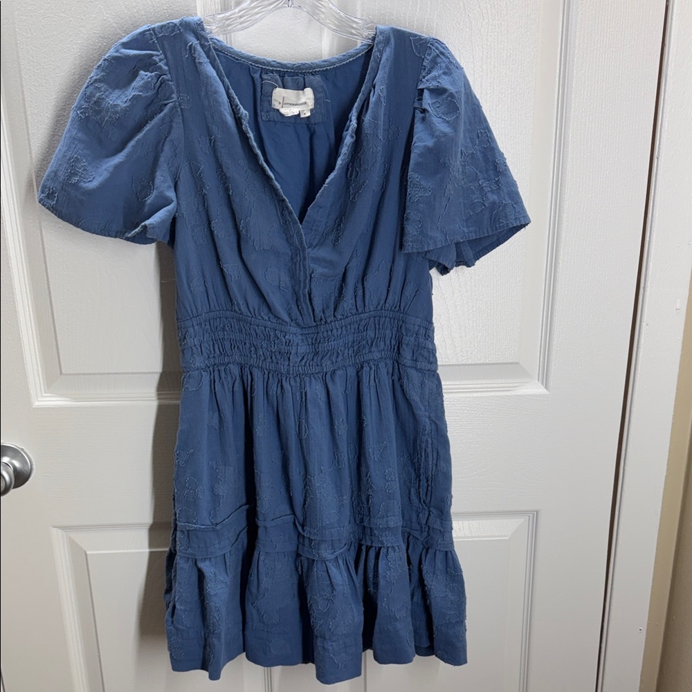 Anthropologie Slate Blue Textured Dress